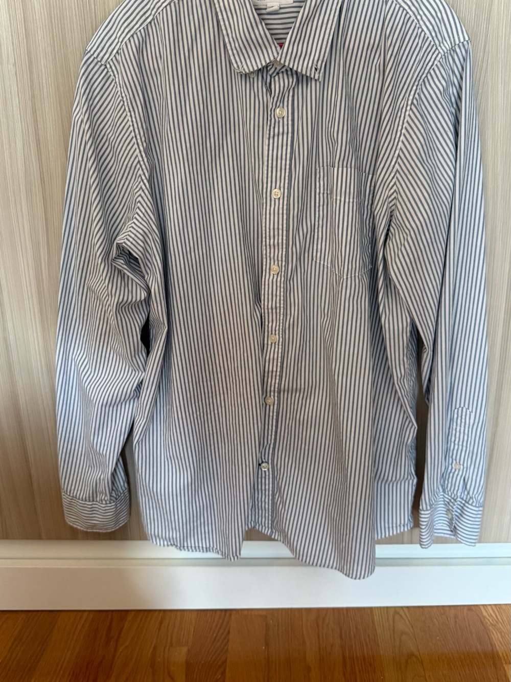 GAP Women's White Shirt with Blue Pinstripes